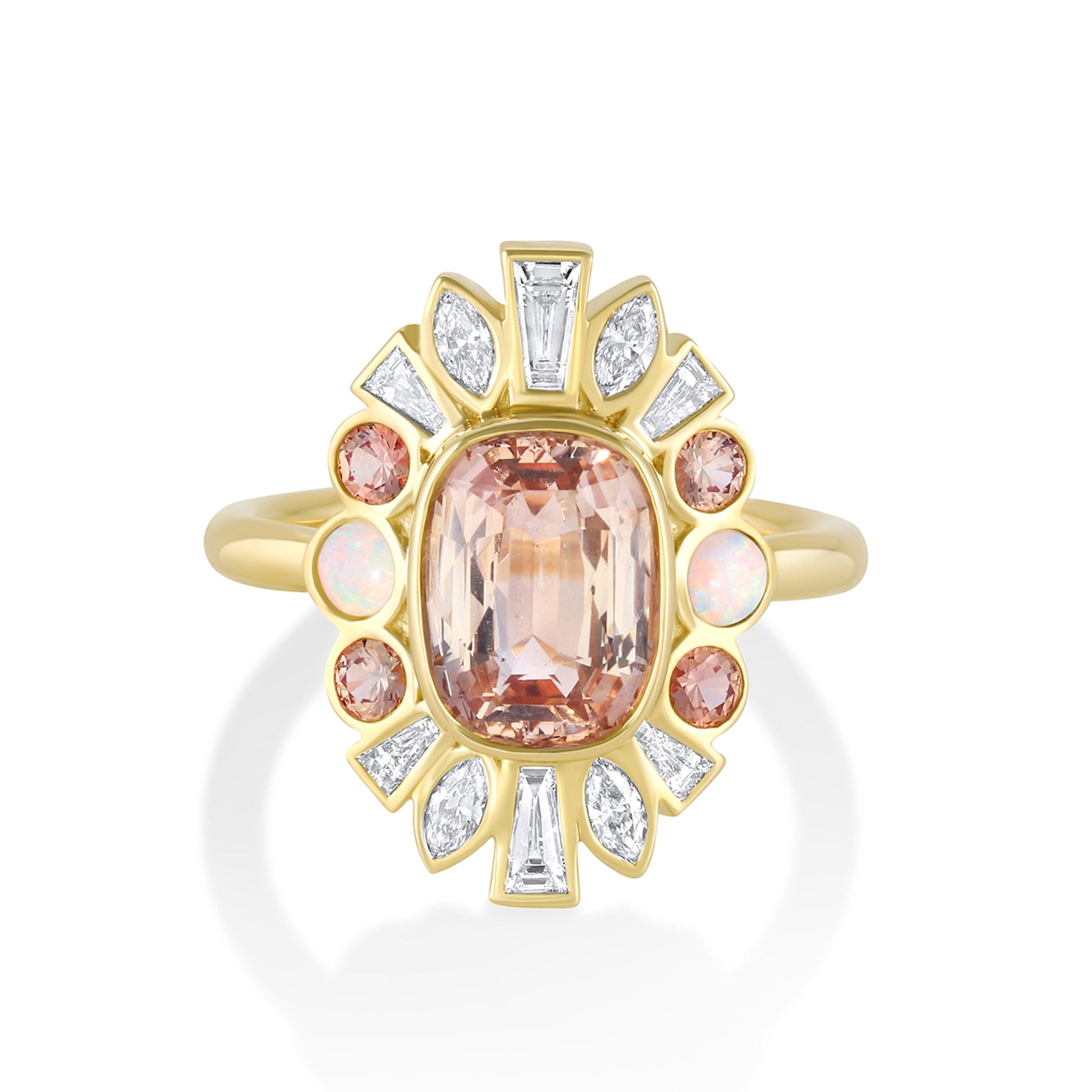 Marrow Fine Jewelry 3.03ct Peach Sapphire Ballerina Ring