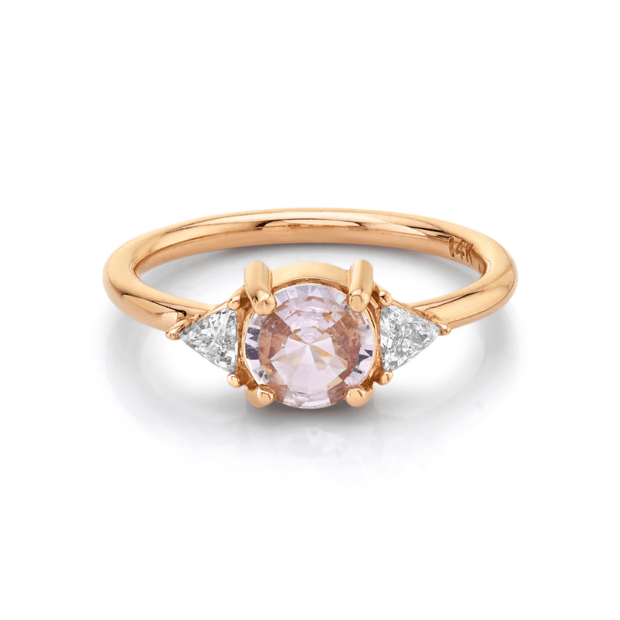 Marrow Fine Jewelry Pink Sapphire And White Diamond Trillions Ring [Yellow Gold]