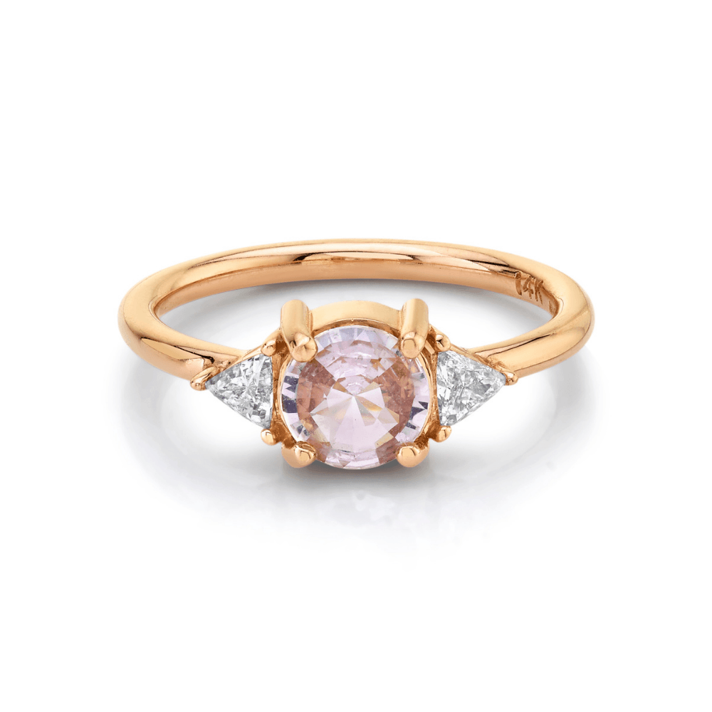 Marrow Fine Jewelry Pink Sapphire And White Diamond Trillions Ring