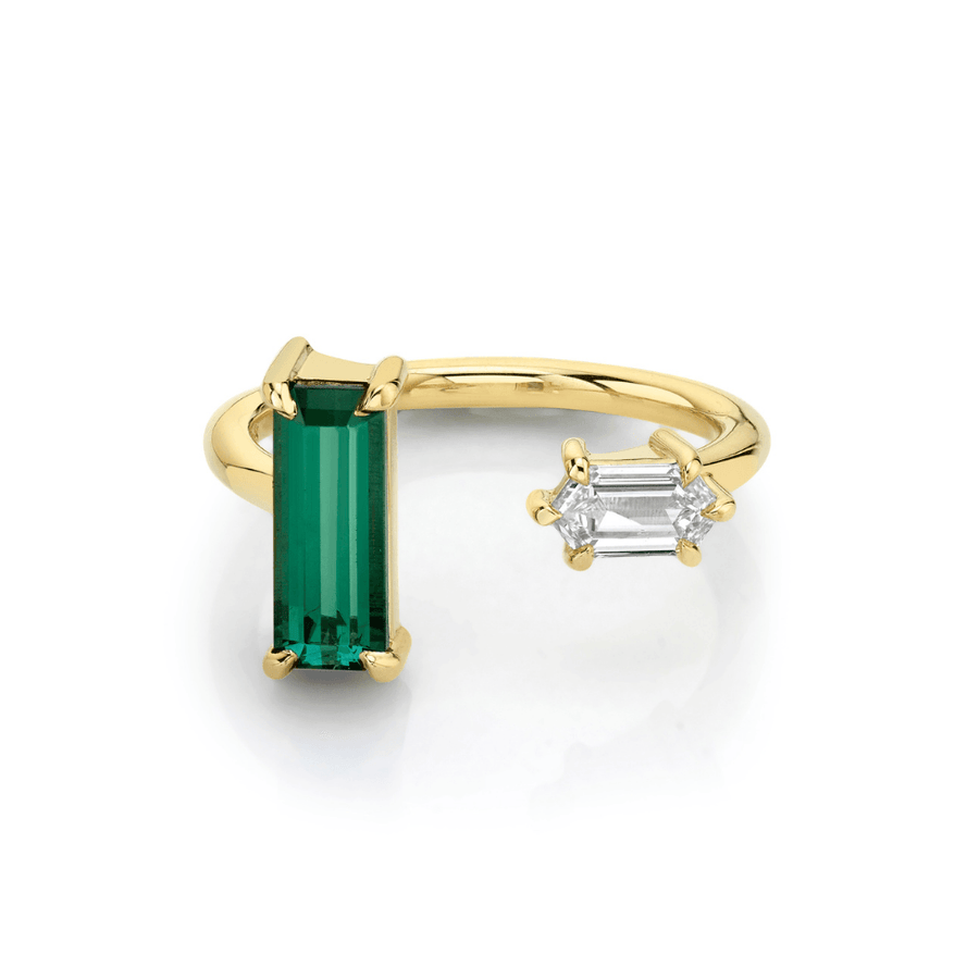 Marrow Fine Jewelry Tourmaline And White Diamond Bullet Toi Et Moi Ring [Yellow Gold]
