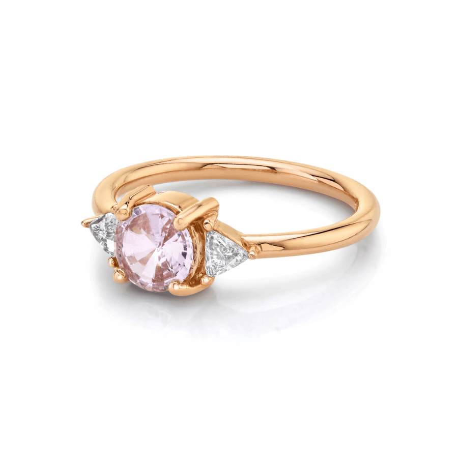 Marrow Fine Jewelry Pink Sapphire And White Diamond Trillions Ring [Yellow Gold]