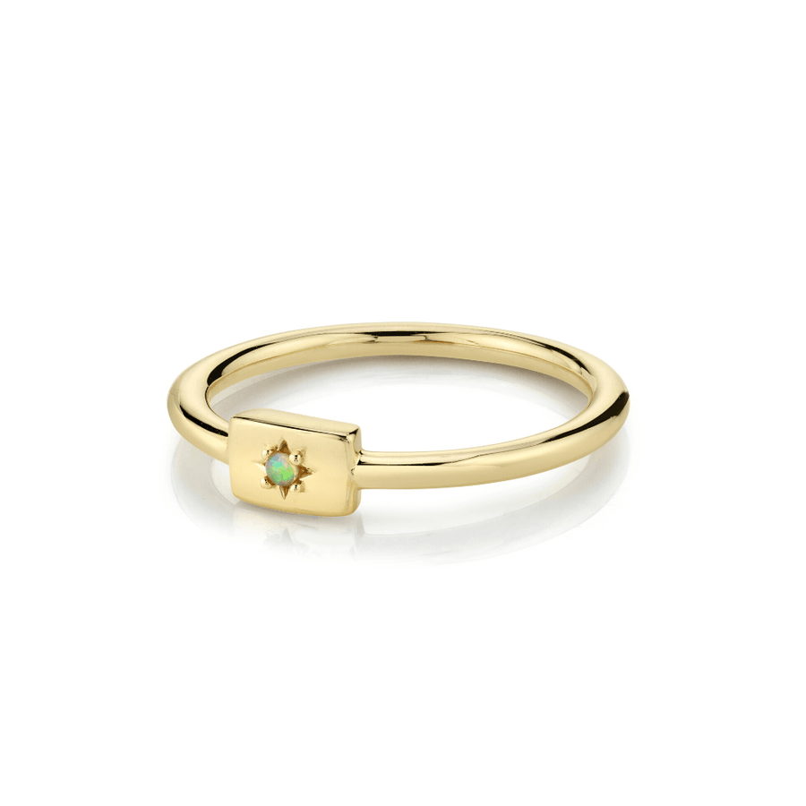 Marrow Fine Jewelry Opal October Birthstone Plate Star Stacking Ring [Yellow Gold]