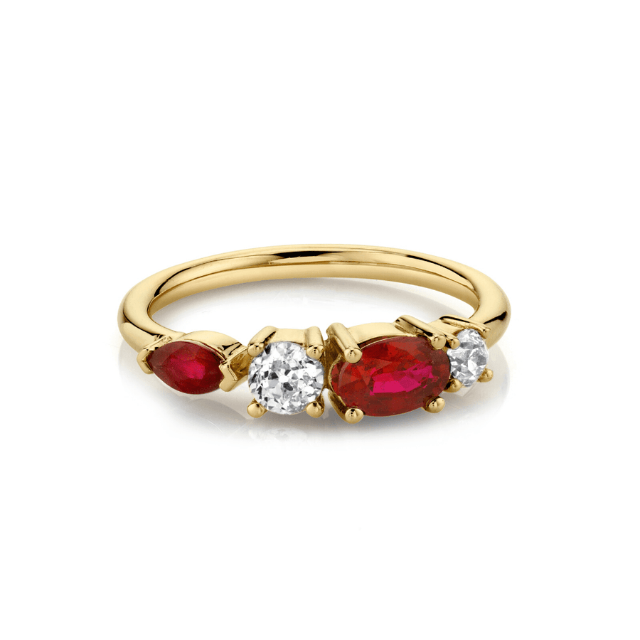 Marrow Fine Jewelry Rubies And White Diamond Cluster Ring [Yellow Gold]