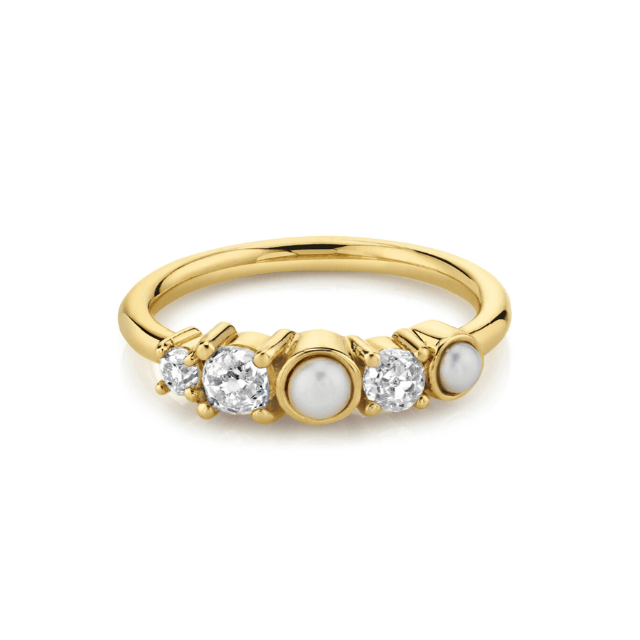 Marrow Fine Jewelry Pearl And White Diamond Cluster Ring [Yellow Gold]