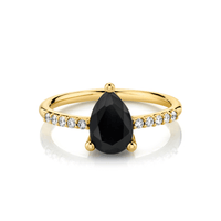 Marrow Fine Jewelry Mini Black Onyx Pear Ring With White Diamond Accents [Yellow Gold]