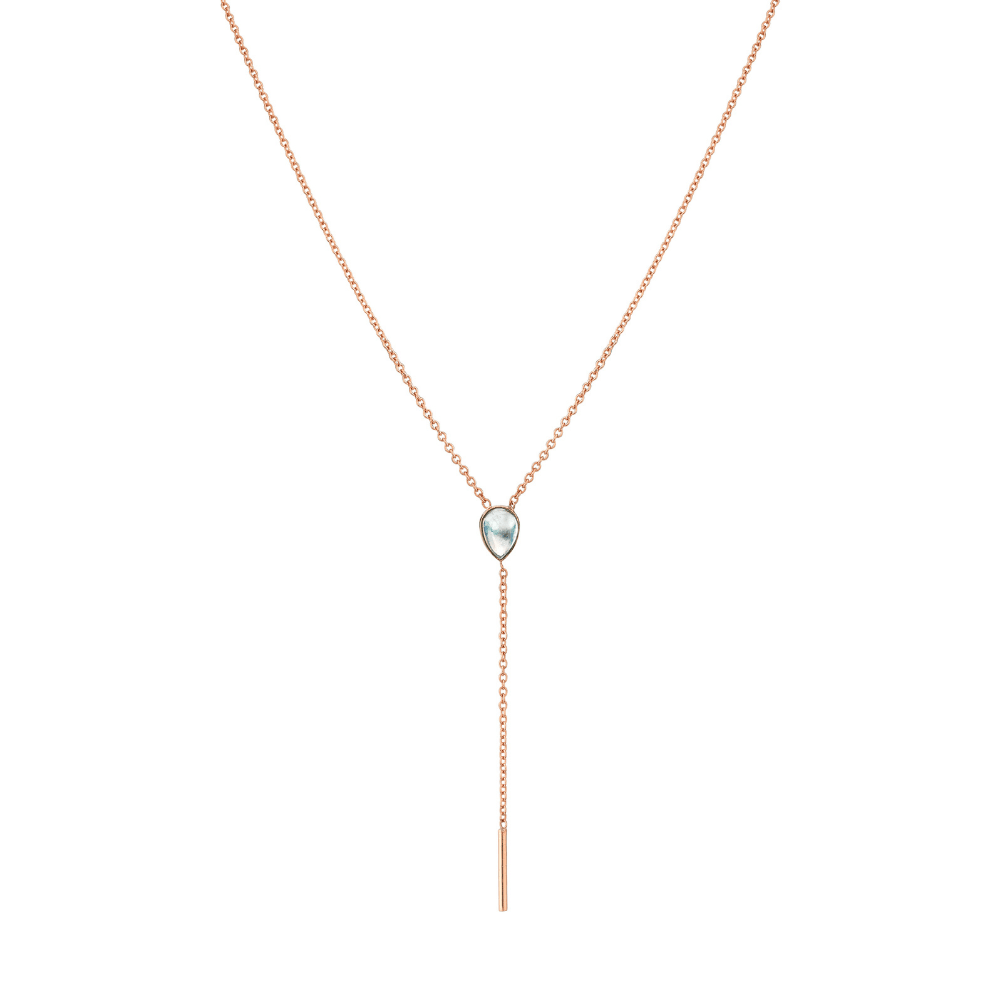 Marrow Fine Jewelry Moonstone Stillwater Lariat Solid Gold Chain Necklace