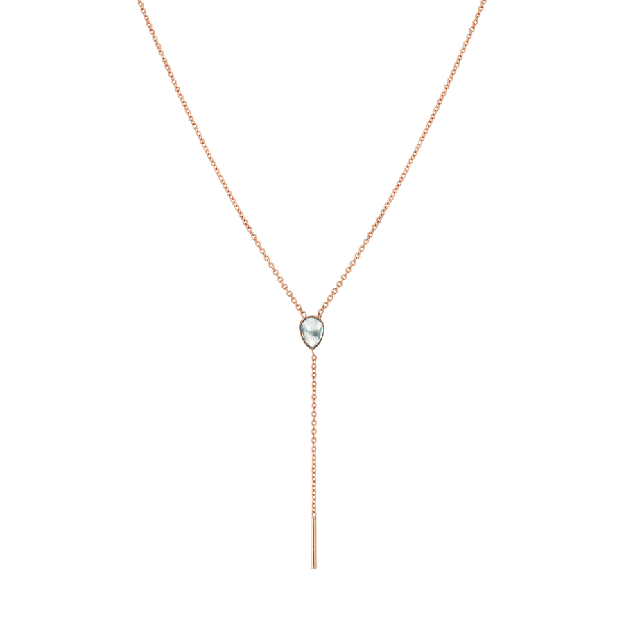 Marrow Fine Jewelry Moonstone Stillwater Lariat Solid Gold Chain Necklace [Rose Gold]