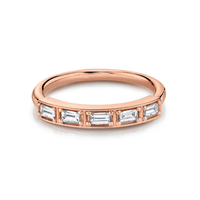 Marrow Fine Jewelry White Diamond Step Cut Stacking Wedding Band [Rose Gold]