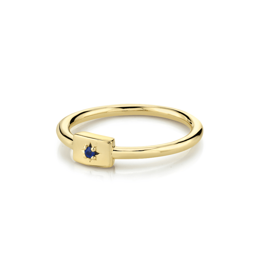 Marrow Fine Jewelry Blue Sapphire Star Plate Gold Stacking September Birthstone Ring [Yellow Gold]