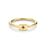 Marrow Fine Jewelry Ruby July Birthstone Plate Stacking Ring [Yellow Gold]