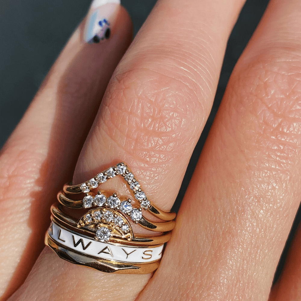 Always Gold Memory Ring White Enamel Marrow Fine