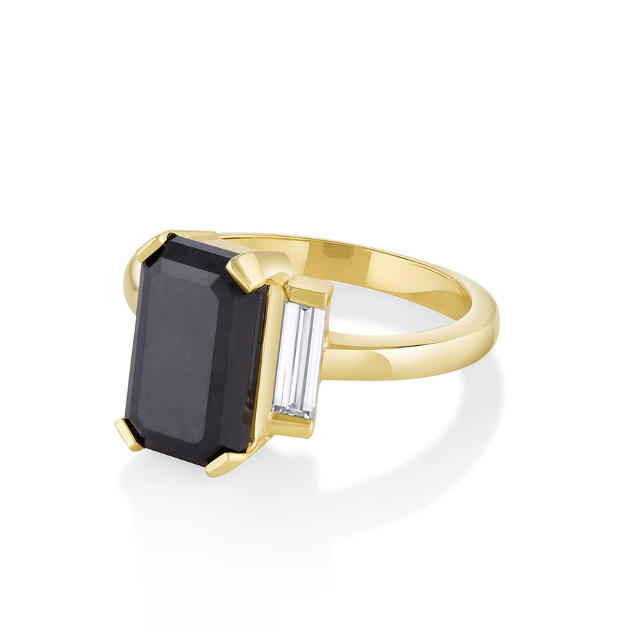 Marrow Fine Jewelry Black Diamond Three Stone Ring [Yellow Gold]