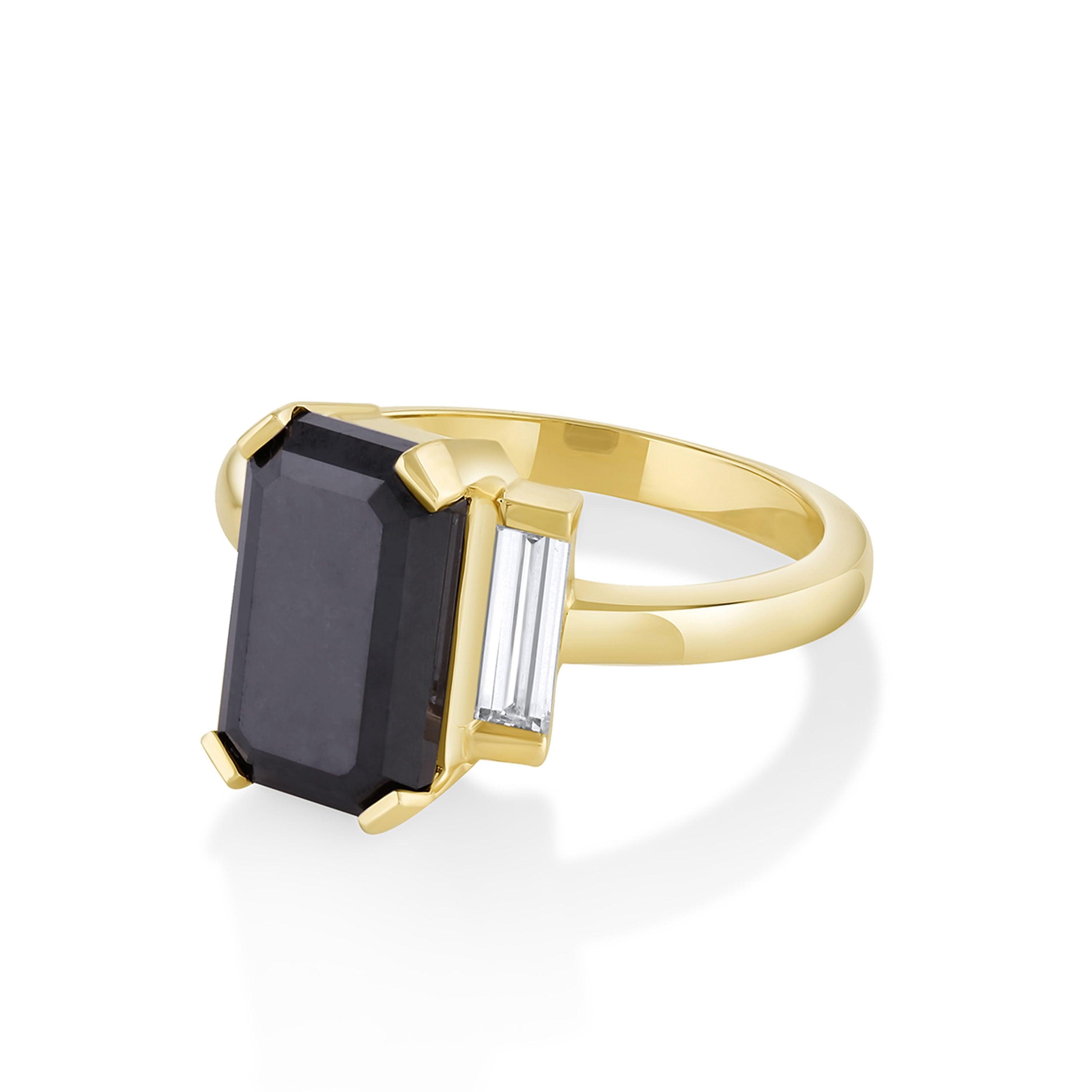 Marrow Fine Jewelry Black Diamond Three Stone Ring