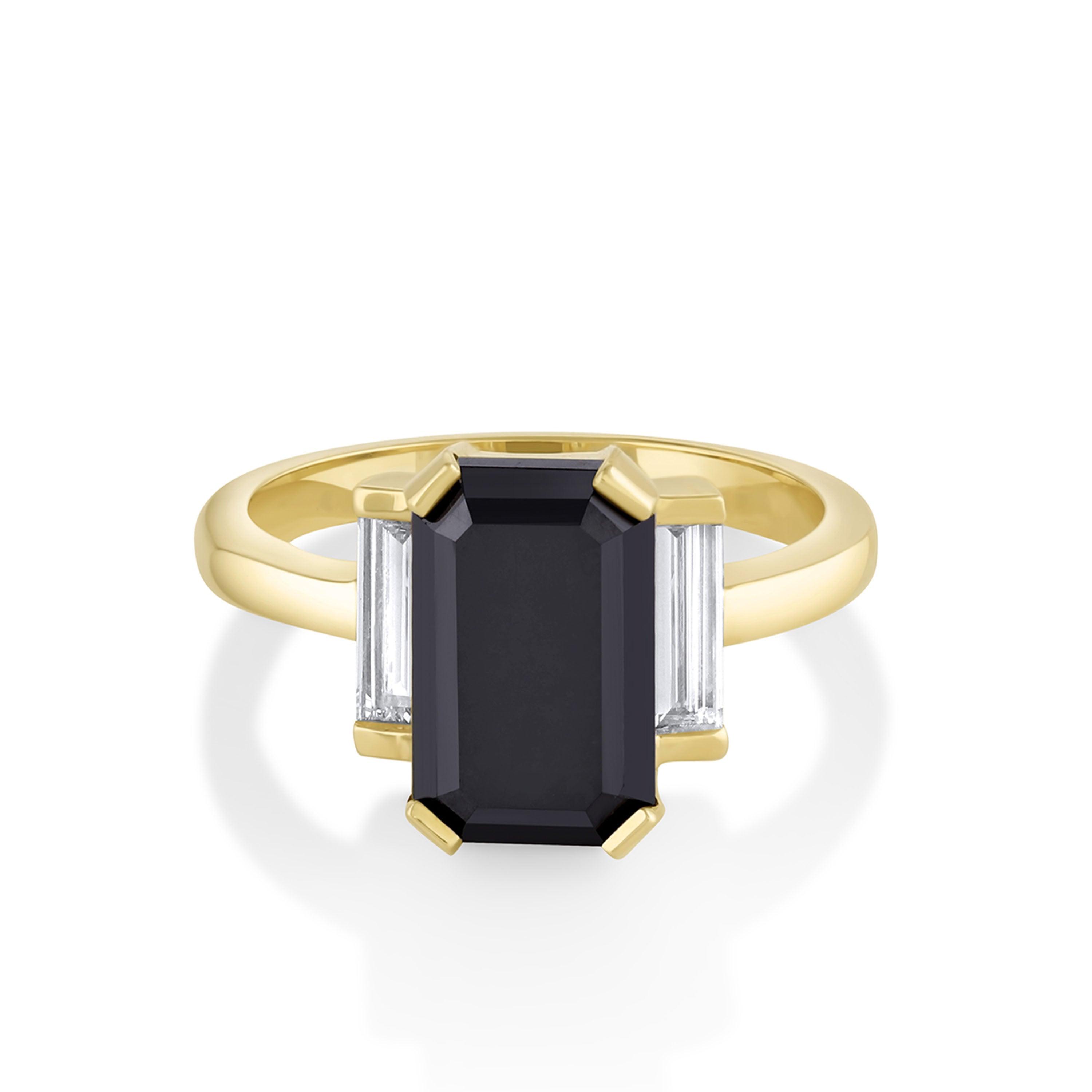 Marrow Fine Jewelry Black Diamond Three Stone Ring