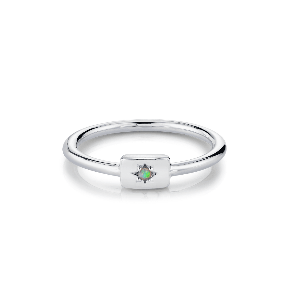 Marrow Fine Jewelry Opal October Birthstone Plate Star Stacking Ring