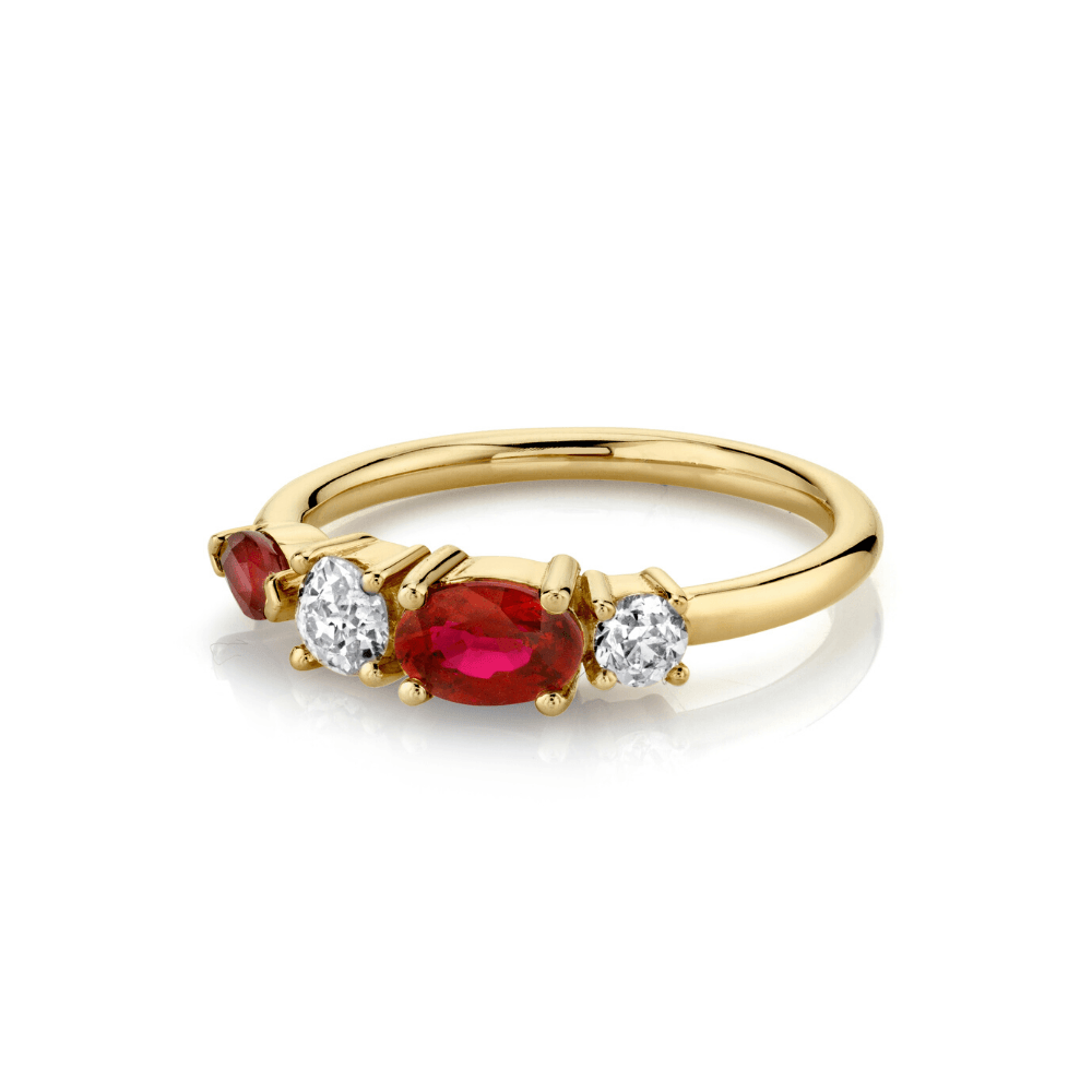 Marrow Fine Jewelry Rubies And White Diamond Cluster Ring