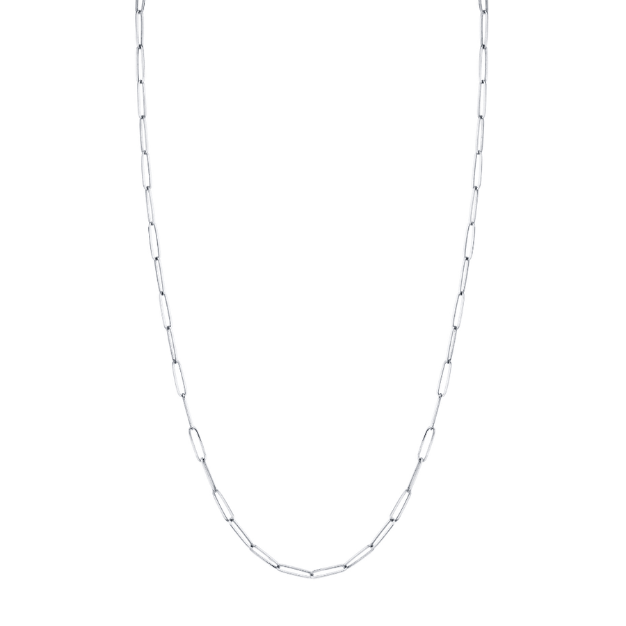 Marrow Fine Jewelry Solid Gold Dainty Paperclip Chain Necklace [White Gold]