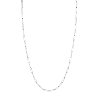 Marrow Fine Jewelry Solid Gold Dainty Paperclip Chain Necklace [White Gold]