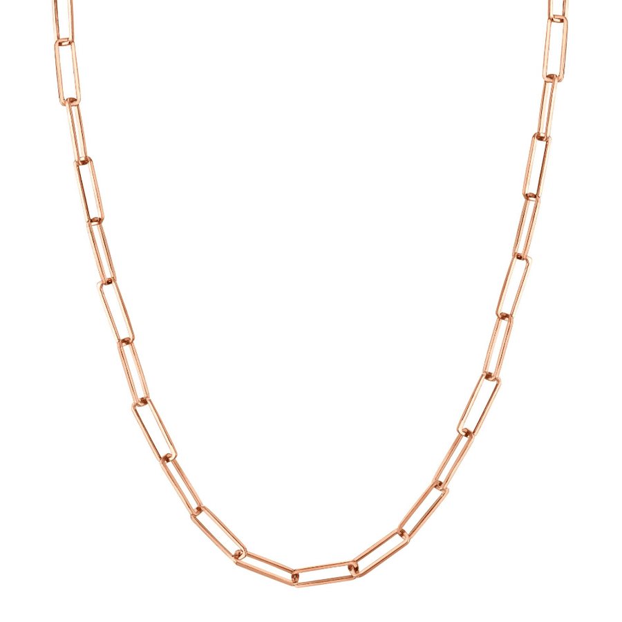 Marrow Fine Jewelry Thin Rectangular Solid Gold Chain Necklace [Rose Gold]