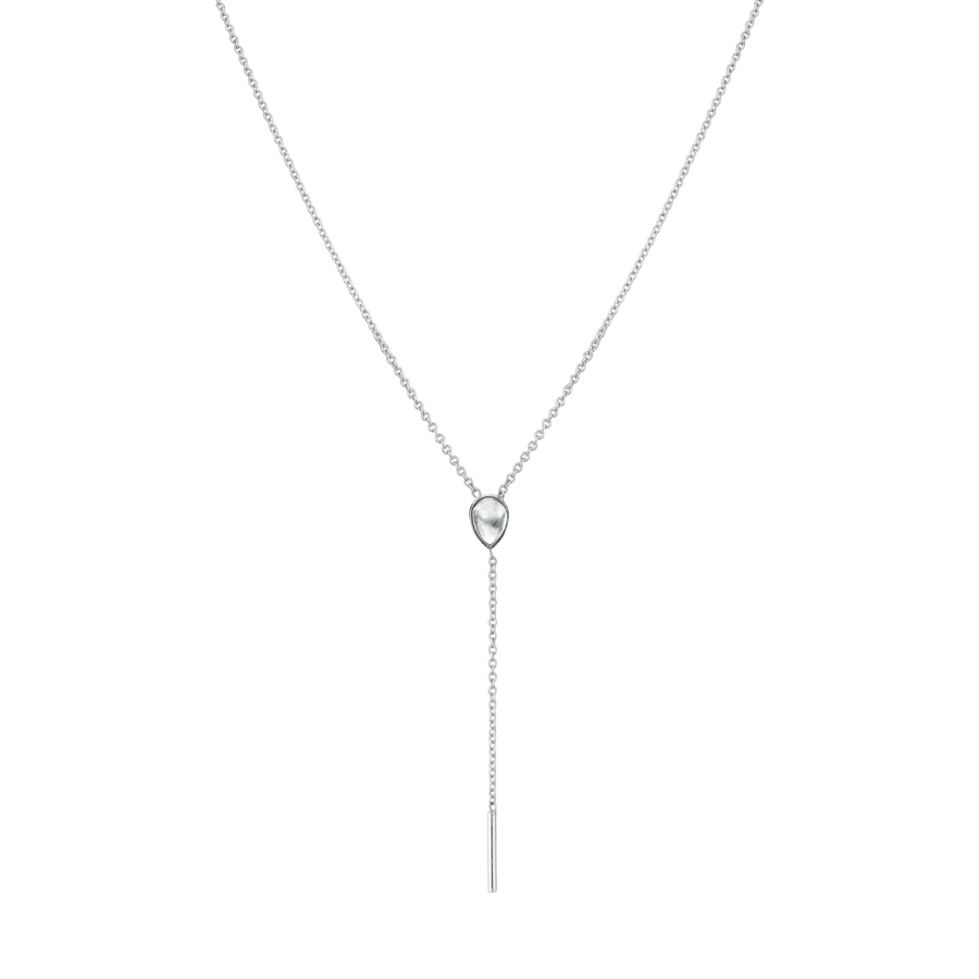 Marrow Fine Jewelry Moonstone Stillwater Lariat Solid Gold Chain Necklace [Yellow Gold]