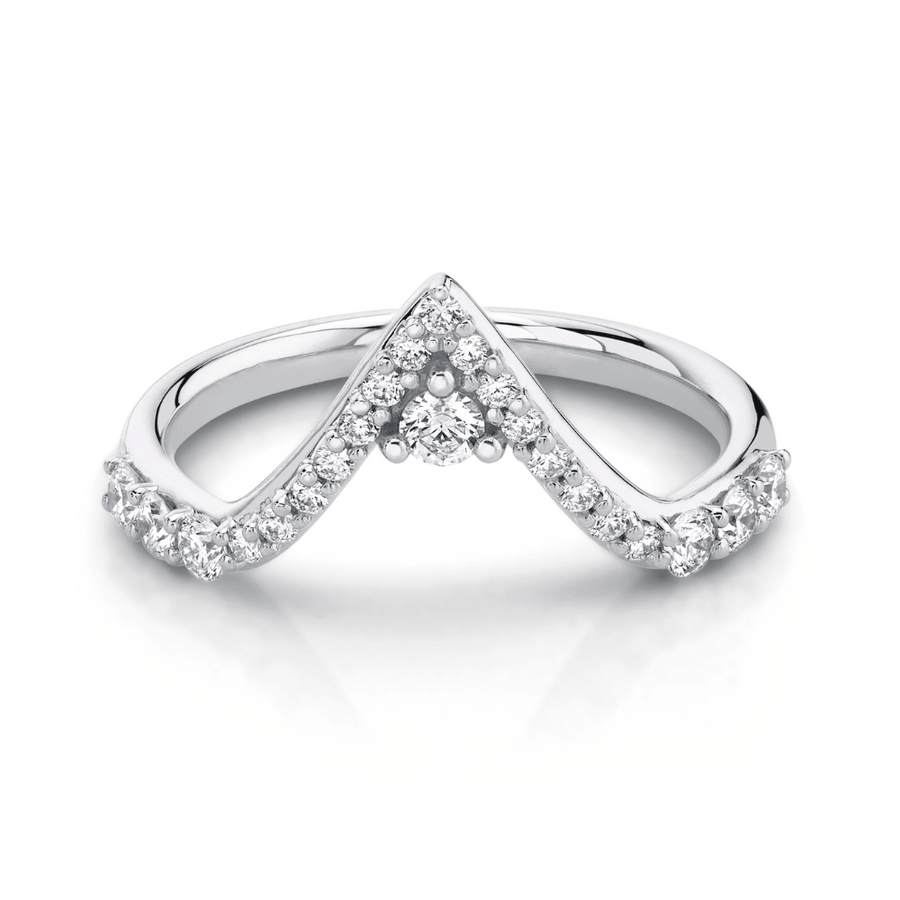 Marrow Fine Jewelry White Diamond Pavé Triangle Stacking Wedding Band [White Gold]
