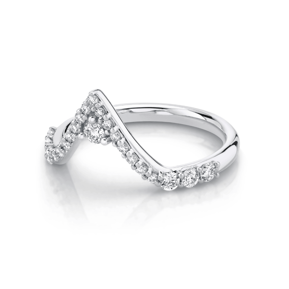 Marrow Fine Jewelry White Diamond Pavé Triangle Stacking Wedding Band [White Gold]