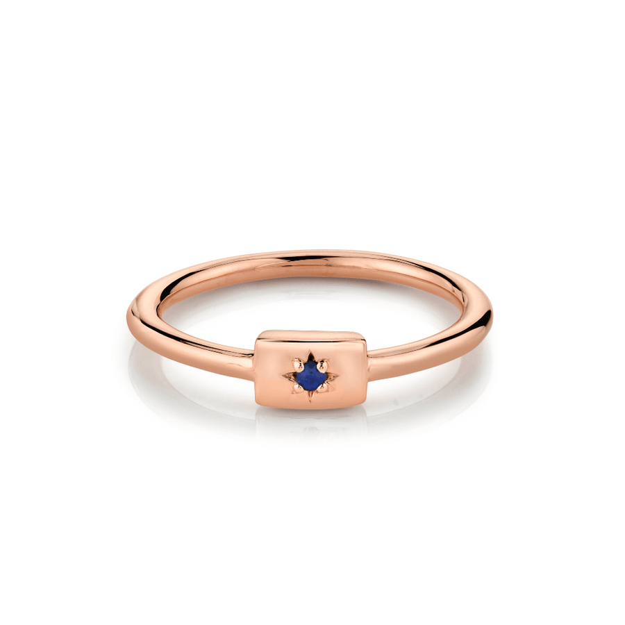 Marrow Fine Jewelry Blue Sapphire Star Plate Gold Stacking September Birthstone Ring [Rose Gold]