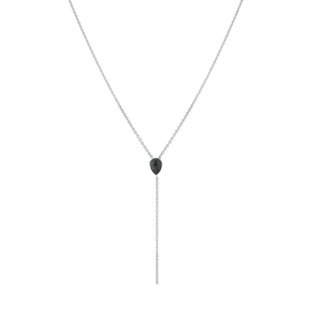 Marrow Fine Jewelry Black Onyx Pear Lairat Chain Necklace