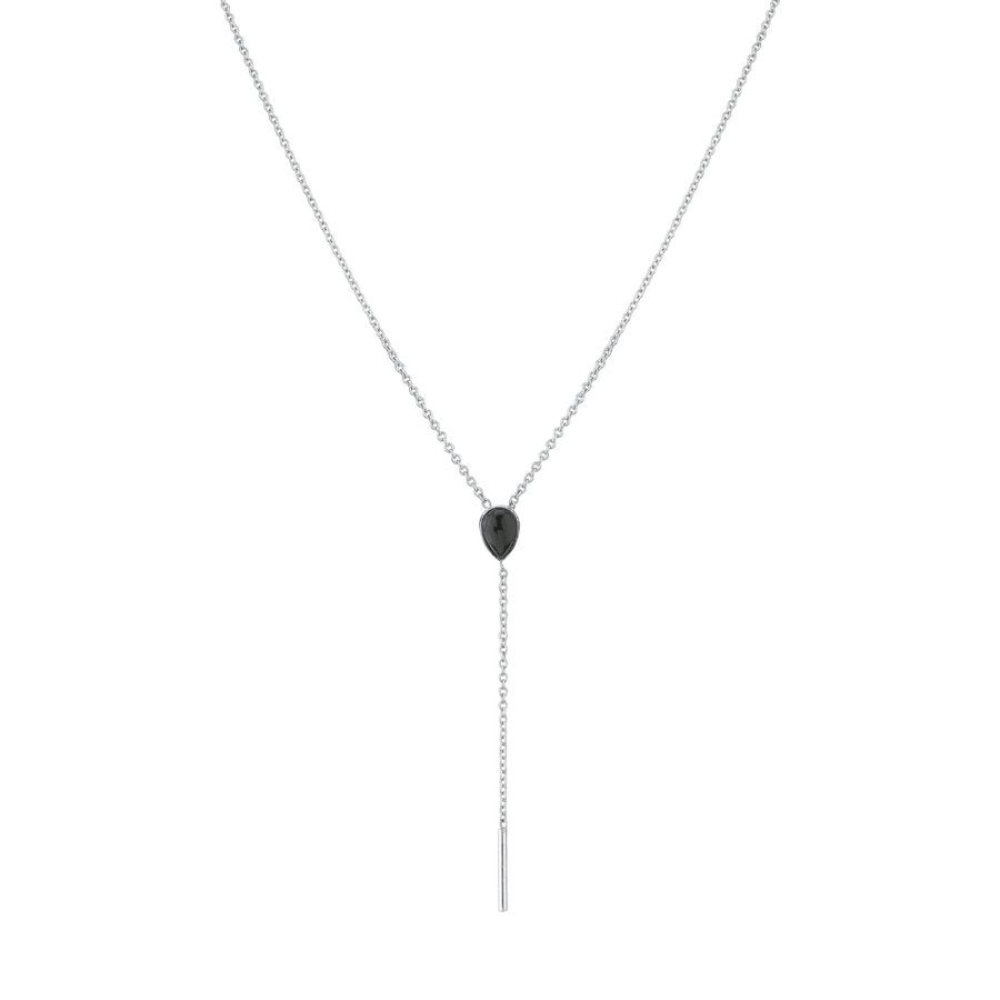 Marrow Fine Jewelry Black Onyx Pear Lairat Chain Necklace [Yellow Gold]