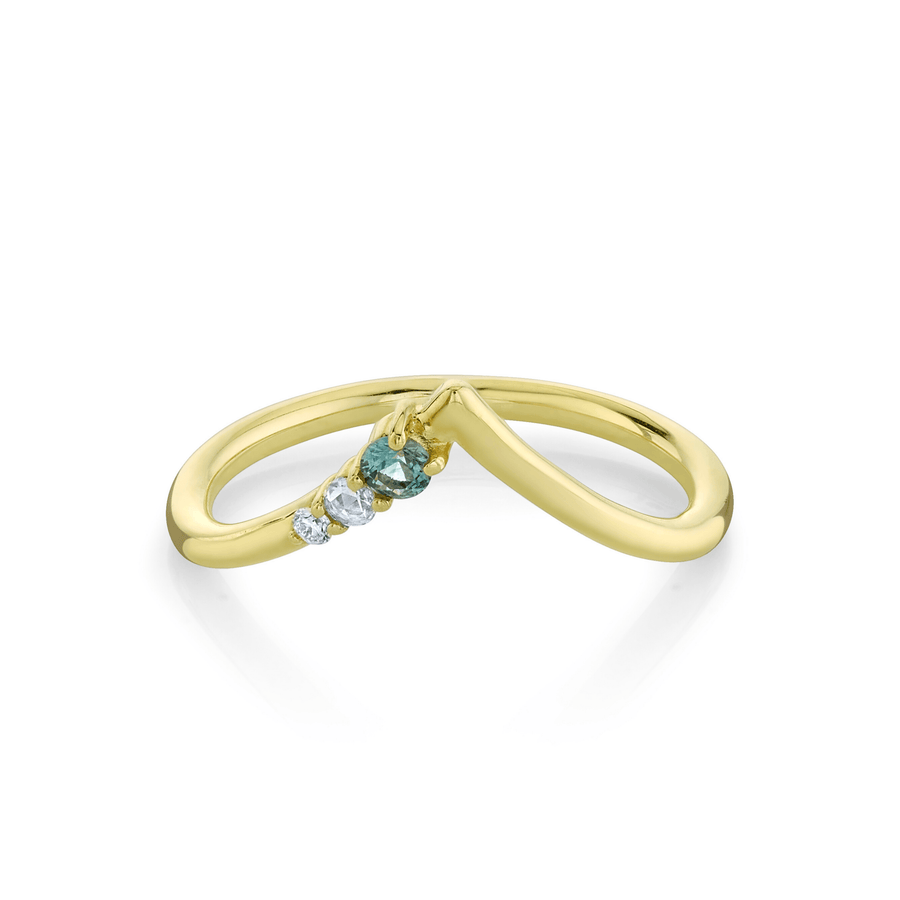 Marrow Fine Jewelry Sapphire And White Diamond Solid Gold Wedding And Stacking Band [Yellow Gold]