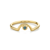 Marrow Fine Jewelry Blue Sapphire September Birthstone Arch Stacking Ring [Yellow Gold]
