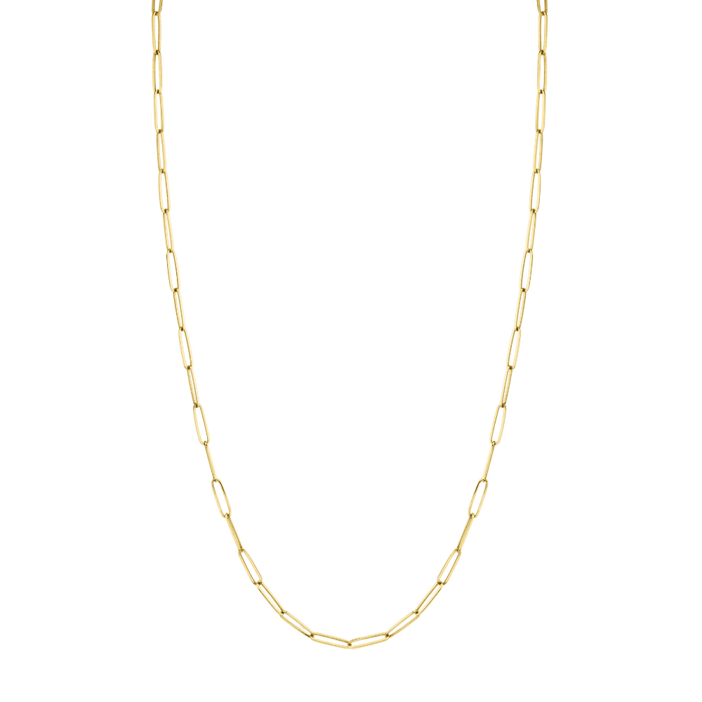 Marrow Fine Jewelry Solid Gold Dainty Paperclip Chain Necklace