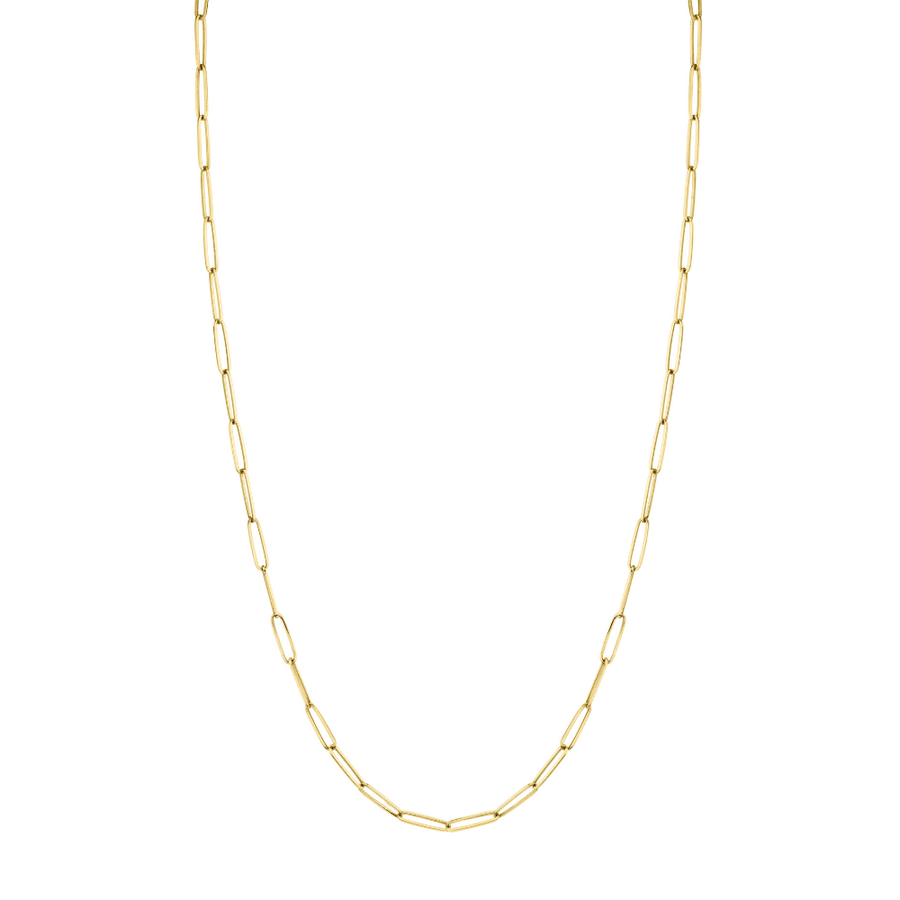 Marrow Fine Jewelry Solid Gold Dainty Paperclip Chain Necklace [Yellow Gold]
