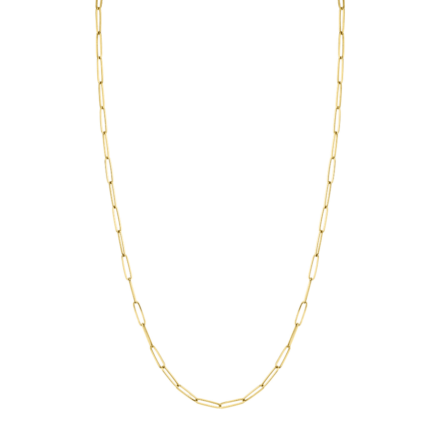 Marrow Fine Jewelry Solid Gold Dainty Paperclip Chain Necklace [Yellow Gold]