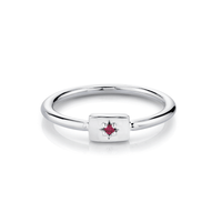 Marrow Fine Jewelry Ruby July Birthstone Plate Stacking Ring [White Gold]