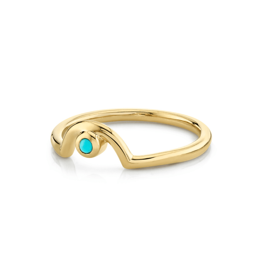 Marrow Fine Jewelry December Birthstone Turquoise Arch Stacking Band [Yellow Gold]
