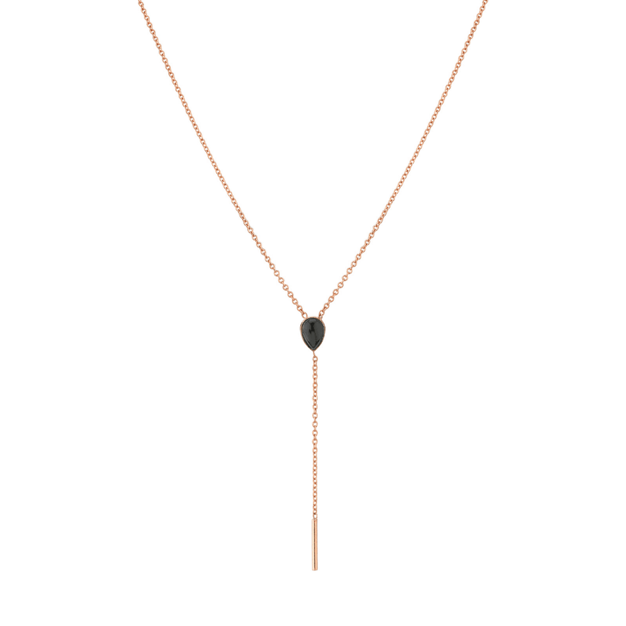 Marrow Fine Jewelry Black Onyx Pear Lairat Chain Necklace [Rose Gold]