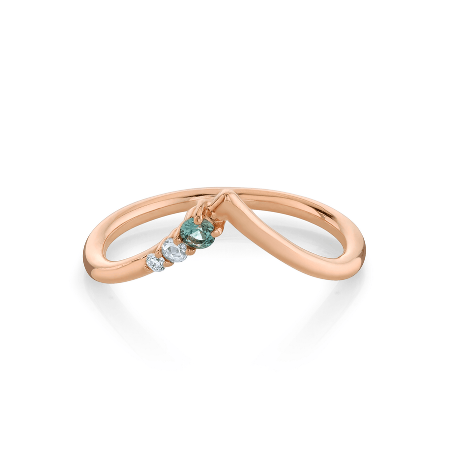 Marrow Fine Jewelry Sapphire And White Diamond Solid Gold Wedding And Stacking Band [Rose Gold]