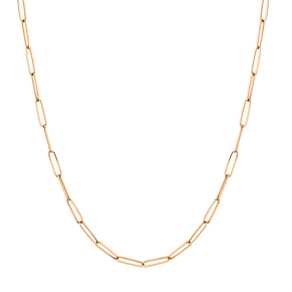 Marrow Fine Jewelry Solid Gold Dainty Paperclip Chain Necklace