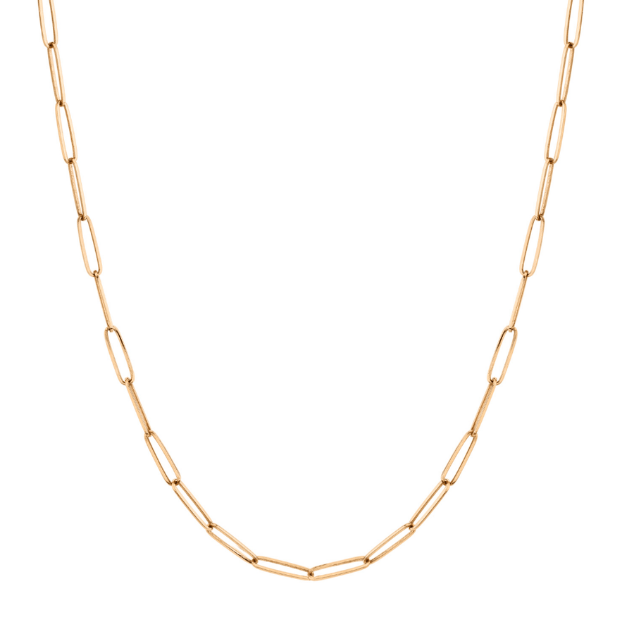 Marrow Fine Jewelry Solid Gold Dainty Paperclip Chain Necklace [Rose Gold]
