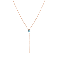 Marrow Fine Jewelry London Blue Topaz Oval Lariat Chain Necklace [Rose Gold]