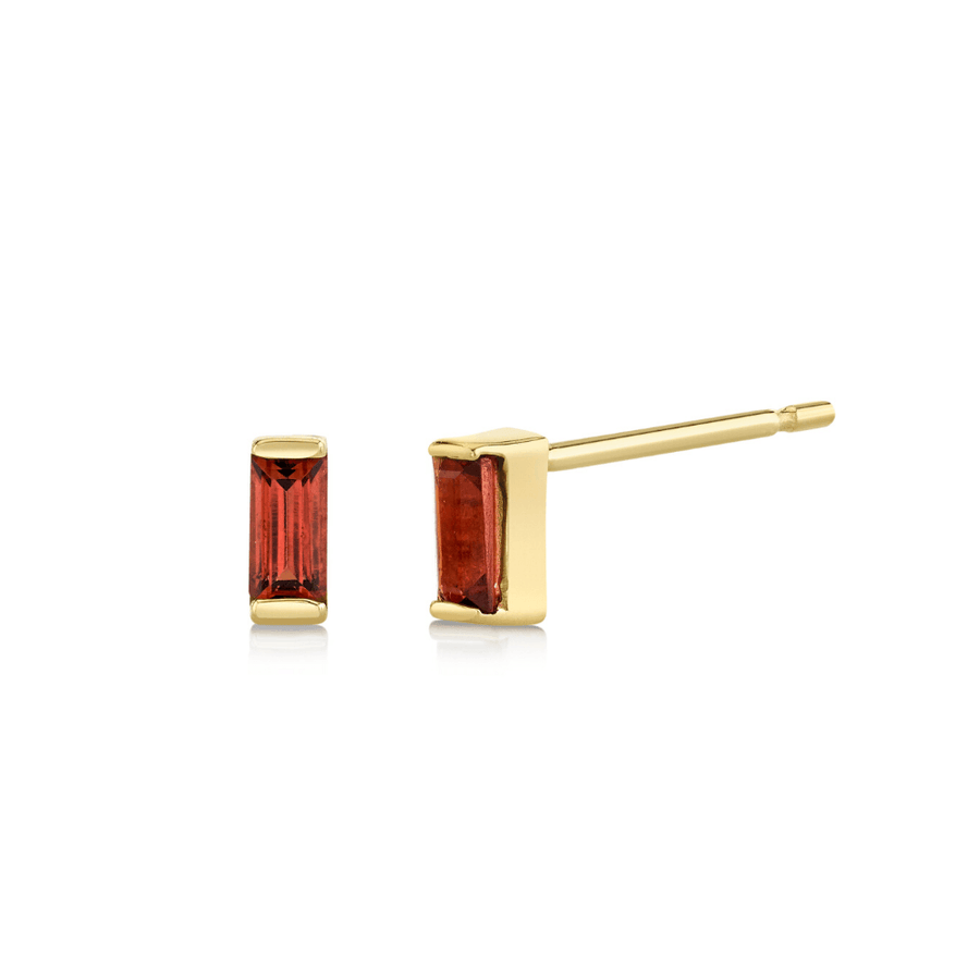 Marrow Fine Jewelry Red Garnet Baguette Stud January Birthstone Earrings [Yellow Gold]