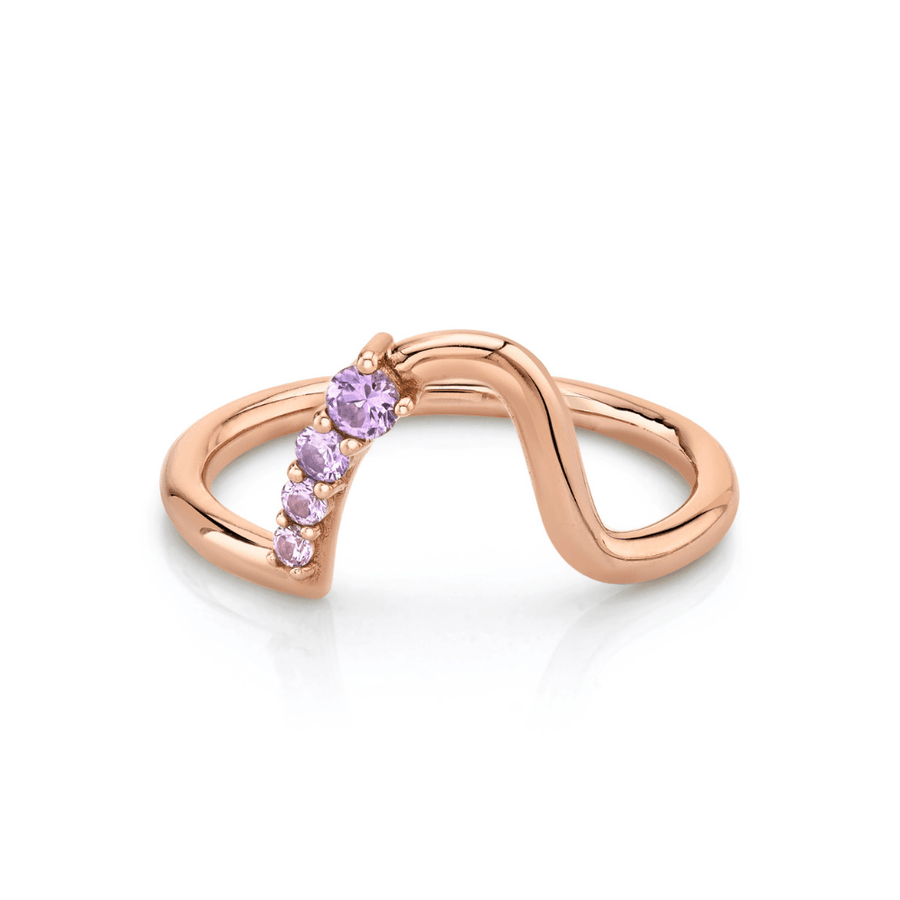 Marrow Fine Jewelry Pink Gradient Sapphire Mini Wave Stacking Band [Rose Gold]