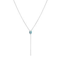 Marrow Fine Jewelry London Blue Topaz Oval Lariat Chain Necklace [White Gold]