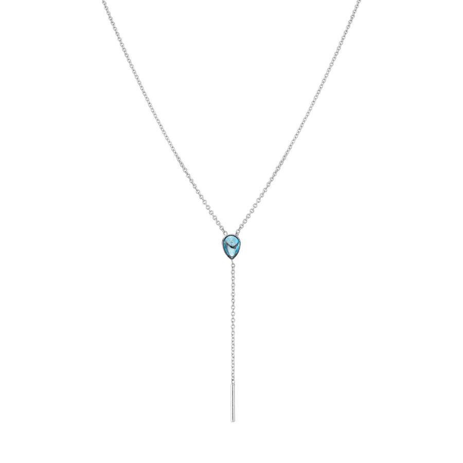 Marrow Fine Jewelry London Blue Topaz Oval Lariat Chain Necklace [Yellow Gold]