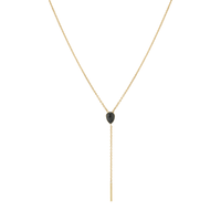 Marrow Fine Jewelry Black Onyx Pear Lairat Chain Necklace [Yellow Gold]