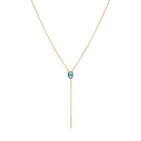 Marrow Fine Jewelry London Blue Topaz Oval Lariat Chain Necklace [Yellow Gold]