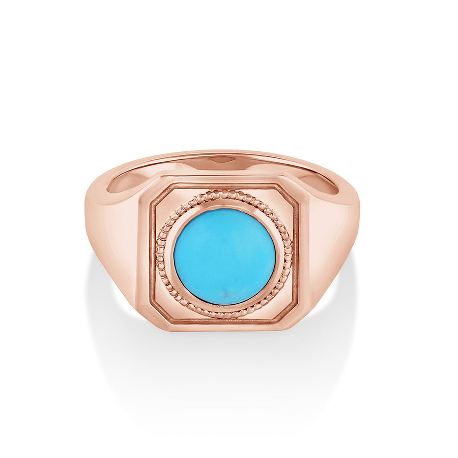 Marrow Fine Jewelry Aegean Turquoise Signet Ring [Rose Gold]