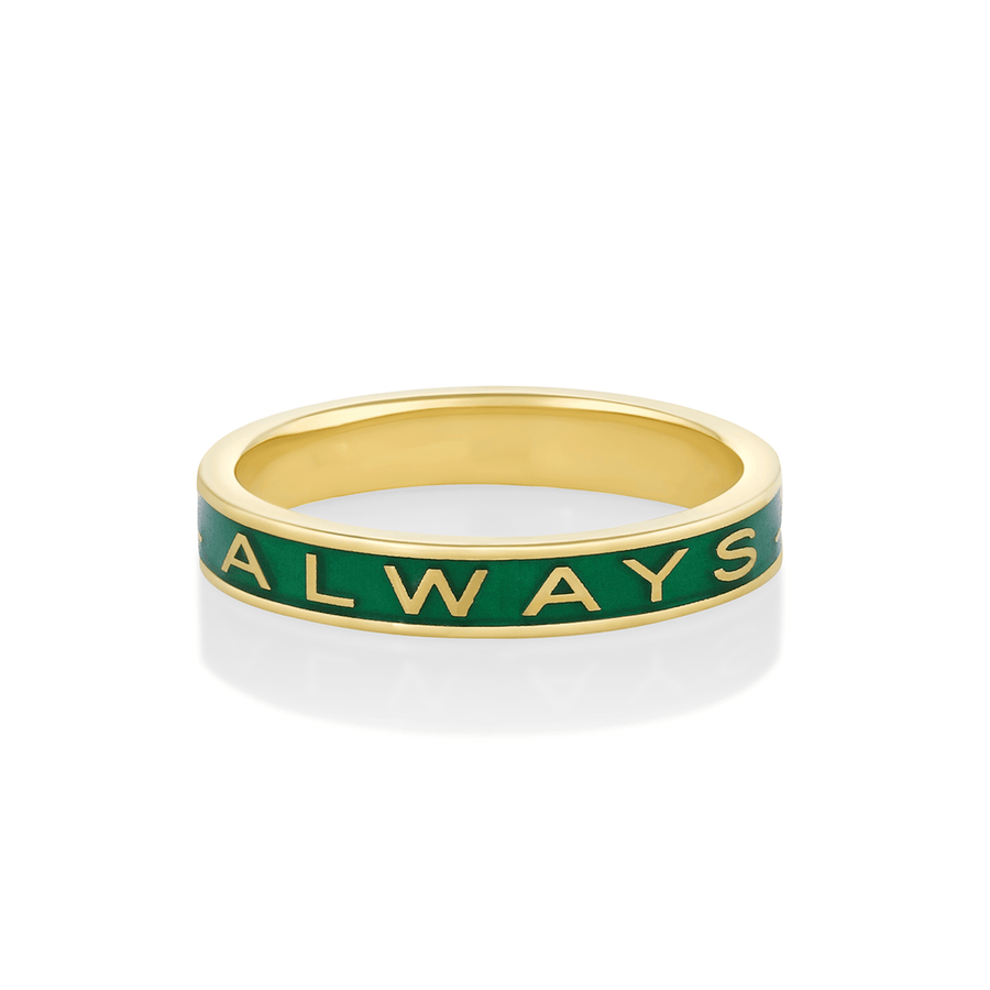 "Always" Gold Memory Ring - Emerald Enamel