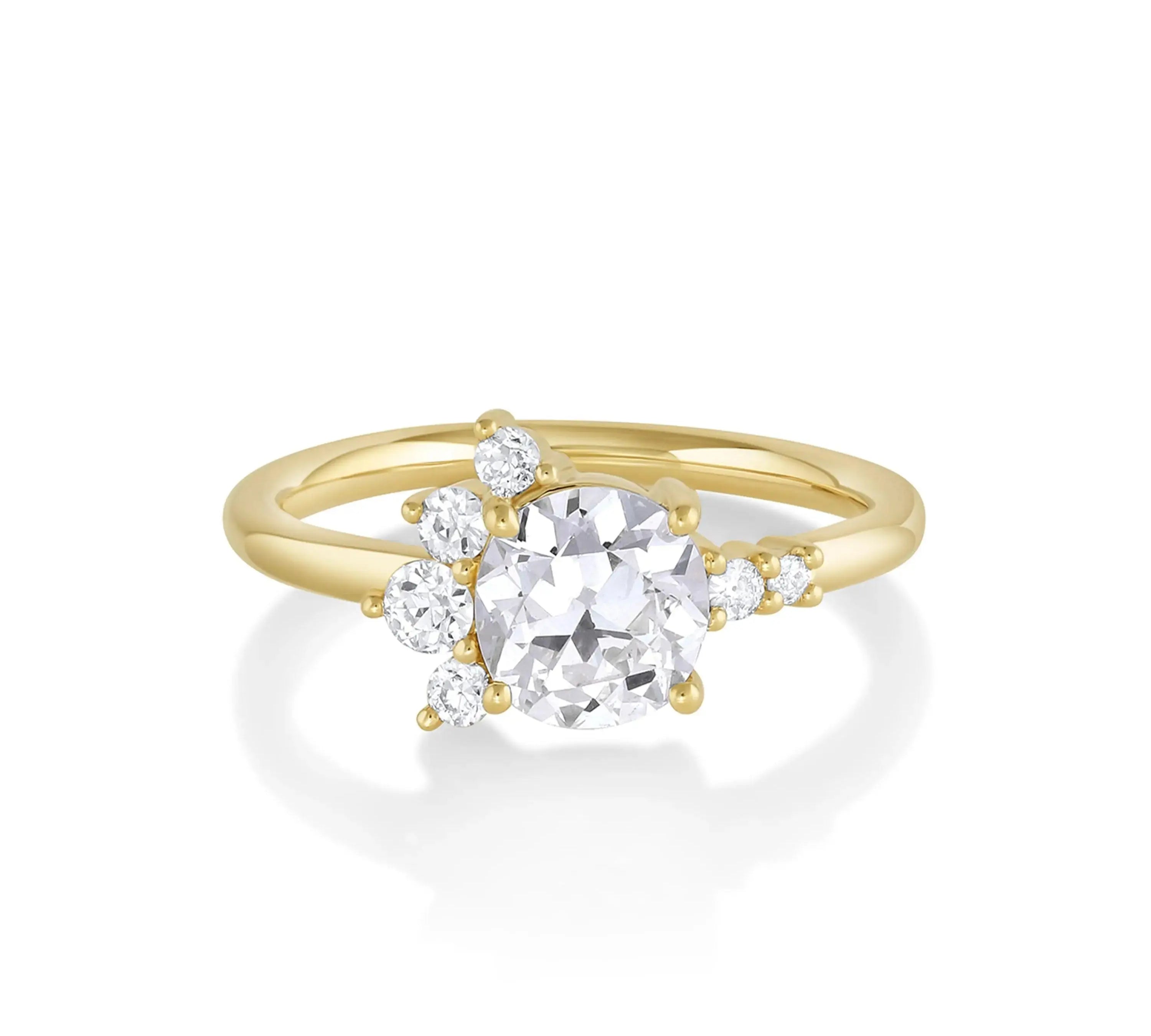 Marrow Fine Jewelry Amelia White Diamond Round Cluster Engagement Ring [Yellow Gold]